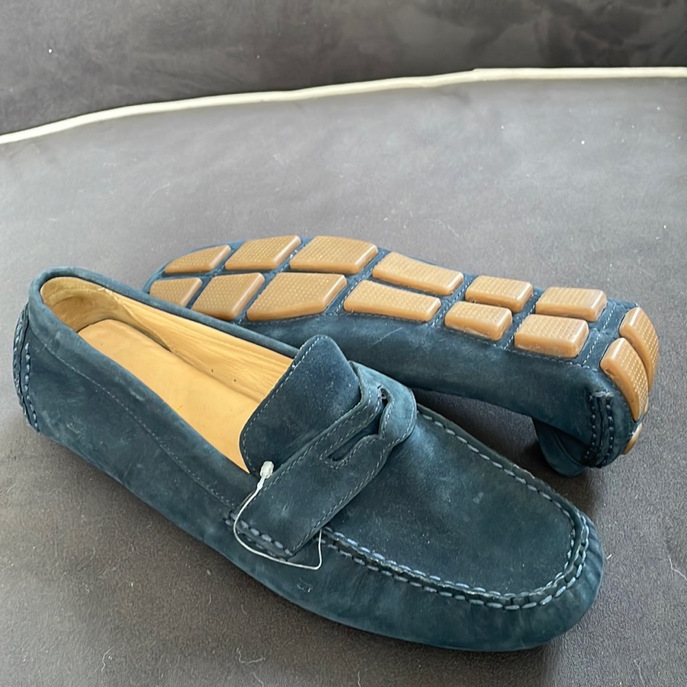Dark Blue/Grey suede leather loafers